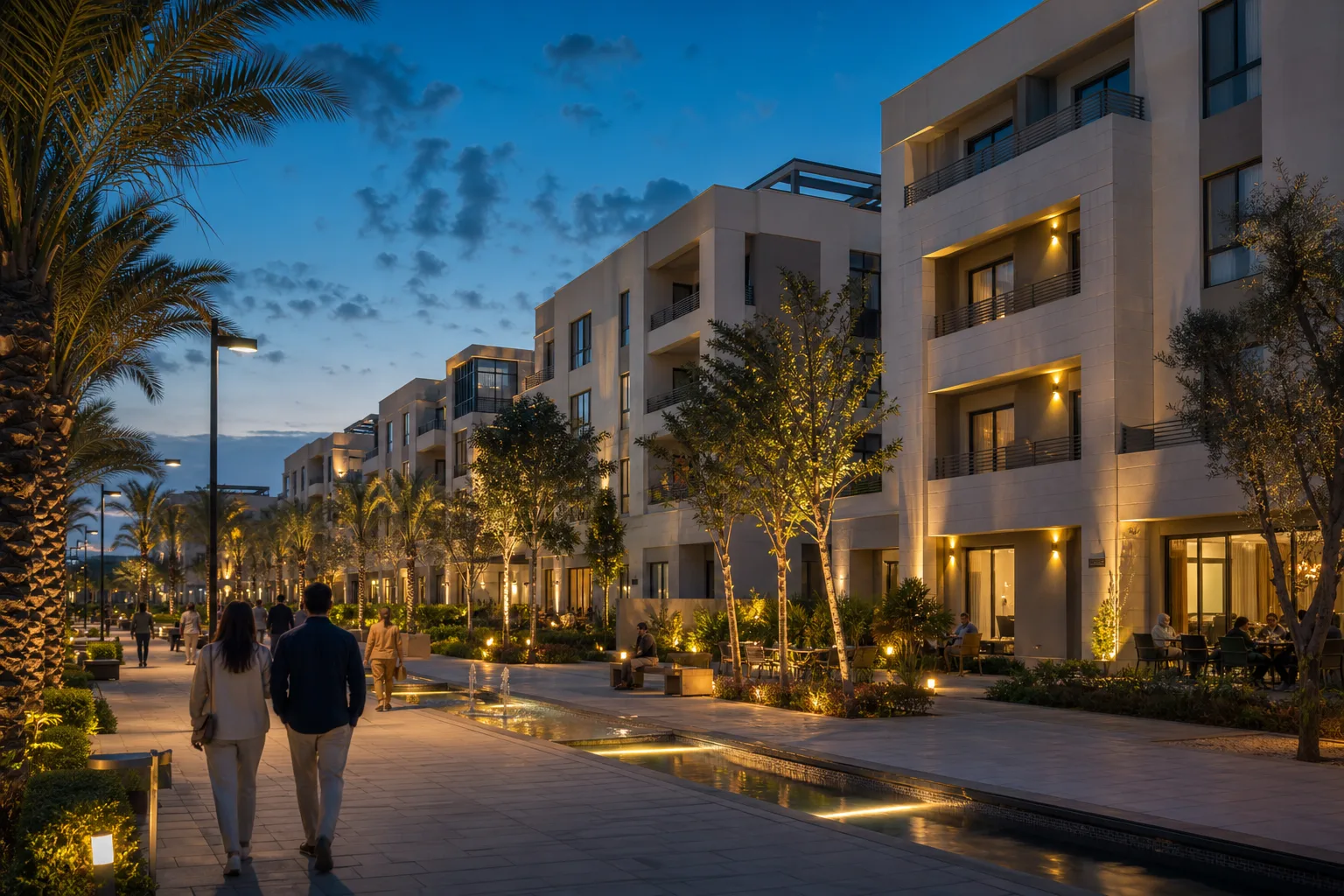Modernes, belebtes Wohnquartier in New Cairo
